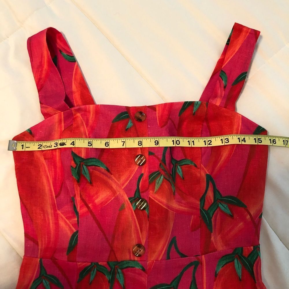 FARM Rio Red Pepper Linen Mini Dress XS NWT Spice Summer Vacation Tomato Girl - Picture 11 of 16